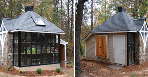 A Tiny Cabin Guesthouse and Garden Greenhouse Combination