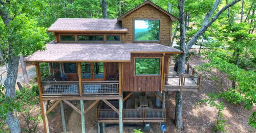 This Gorgeous 3 Story Blue Ridge Treehouse is Perched on 4 Acres